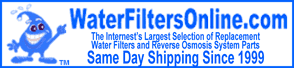  Replacement water filter cartridges, reverse osmosis membranes, whole house and RO Systems